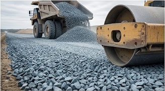 Crushed stone road base layer